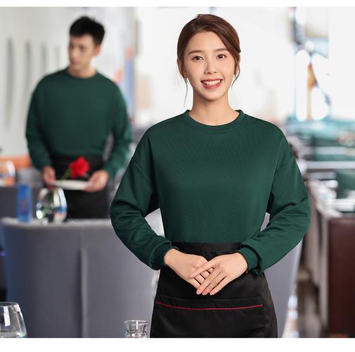 餐飲服務(wù)員秋冬工服新選擇 長袖純棉衛(wèi)衣定制的實(shí)用與溫度
